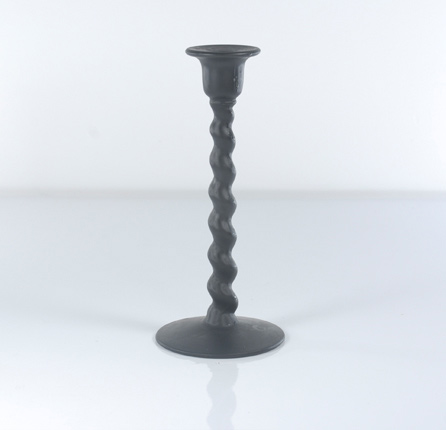 Vaseline glass candlestick holder